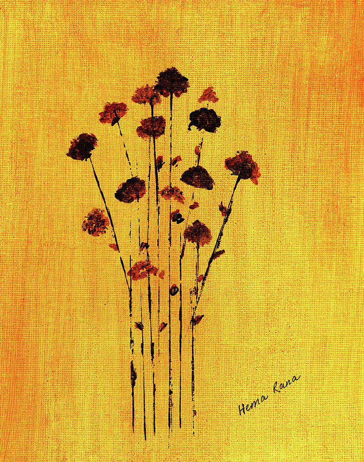 Minimalism Painting - Abstract Flowers by Hema Rana Minimalism Painting - Abstract Flowers by Hema Rana