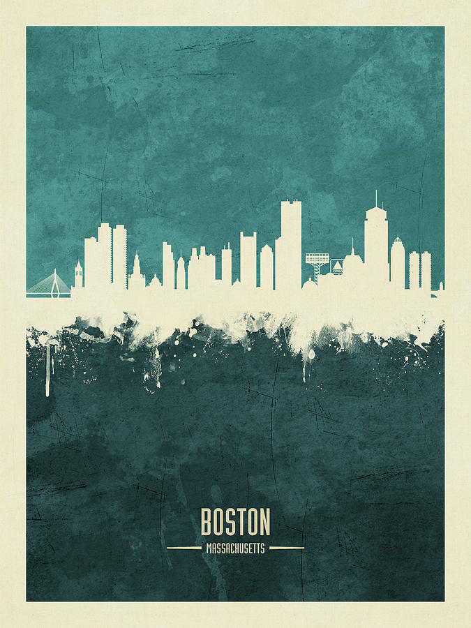 Boston Digital Art - Boston Massachusetts Skyline #26 by Michael Tompsett
