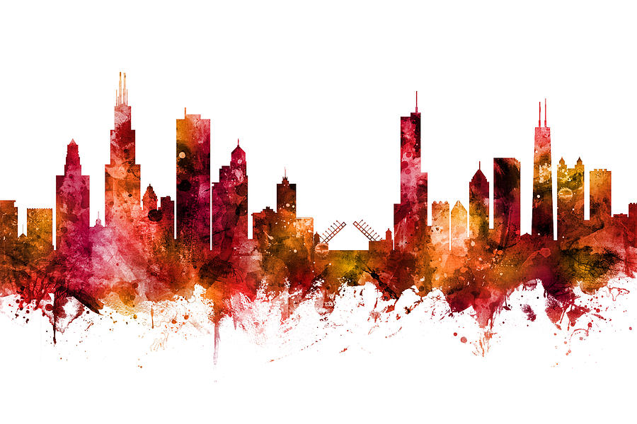 Chicago Illinois Skyline #26 Digital Art by Michael Tompsett