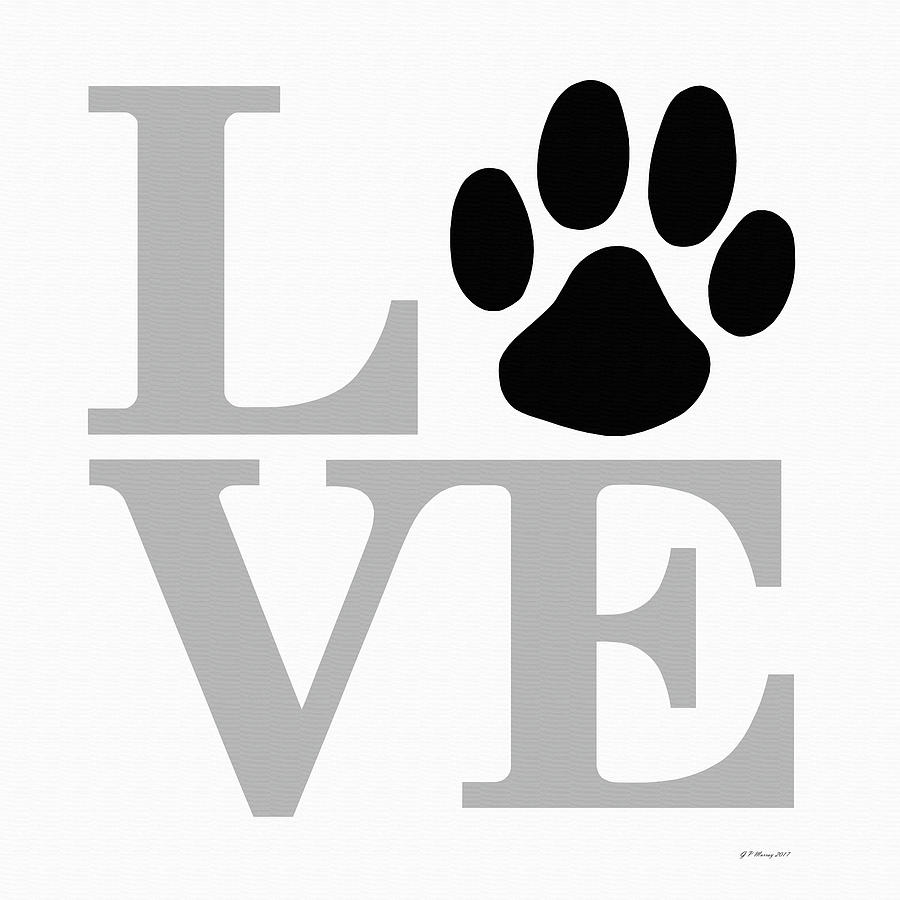 Dog Paw Love Sign #26 Digital Art by Gregory Murray