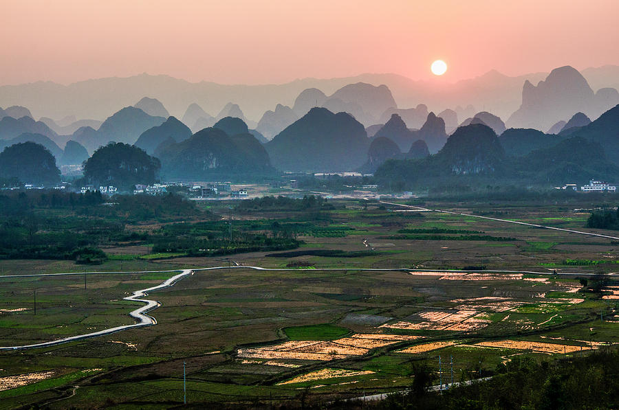 Karst mountains scenery in sunset #26 Photograph by Carl Ning