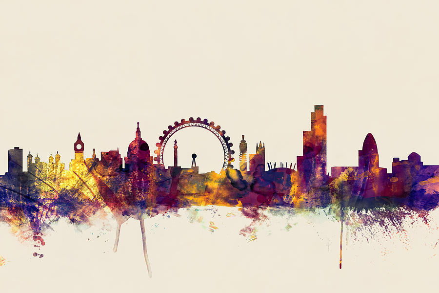 London Digital Art - London England Skyline #26 by Michael Tompsett