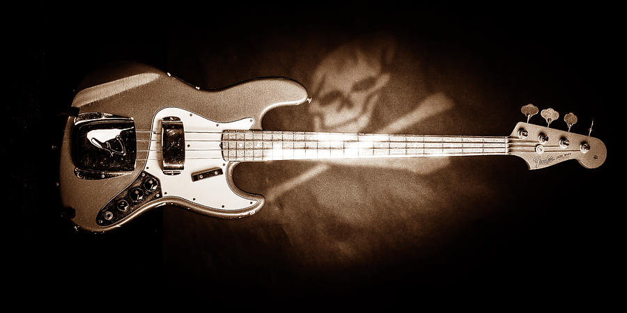 260.1834 Fender 1965 Jazz Bass Black and White #2601834 Photograph by M K Miller
