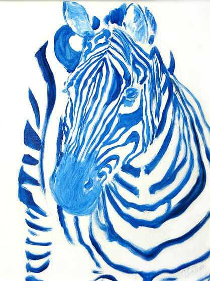 Blue Zebra Painting - Feeling Blue by Cherri Lamarr Blue Zebra Painting - Feeling Blue by Cherri Lamarr