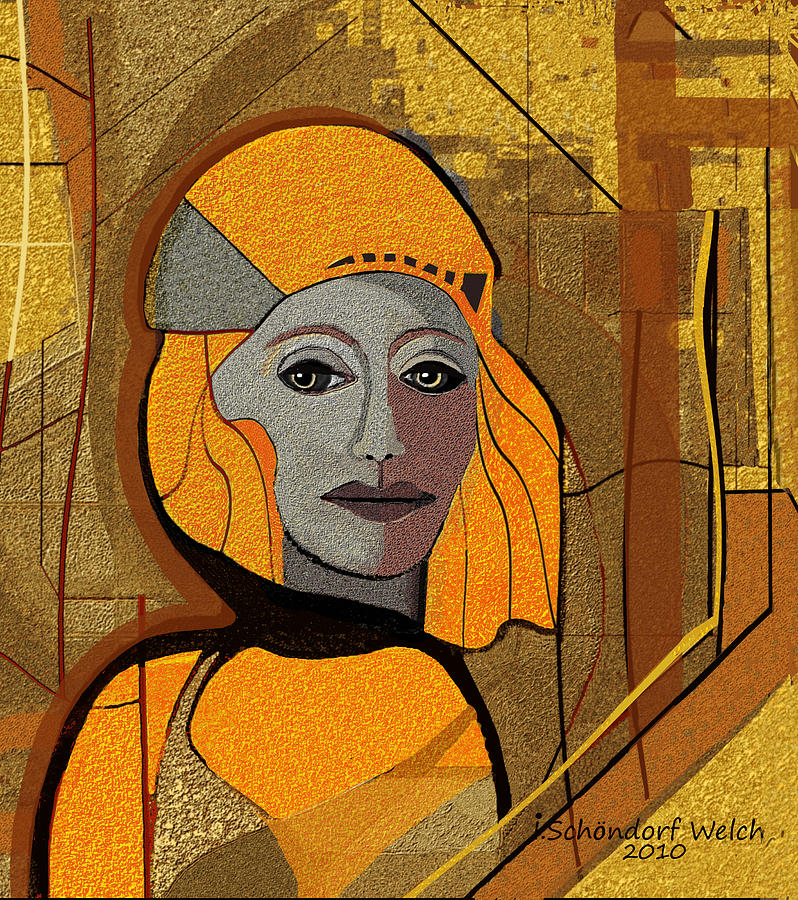262   Woman with golden armour VV Painting by Irmgard Schoendorf Welch