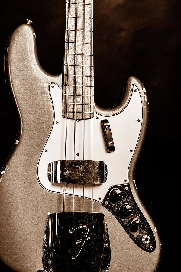 262.1834 Fender 1965 Jazz Bass Black and White #2621834 Photograph by M K Miller