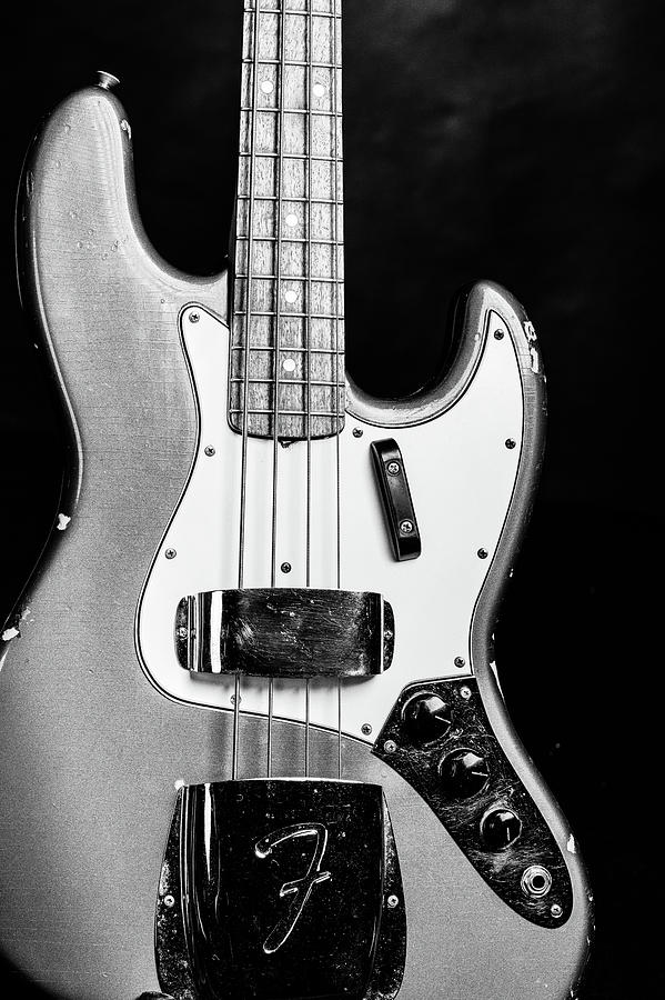 263.1834 Fender 1965 Jazz Bass Black and White #2631834 Photograph by M K Miller