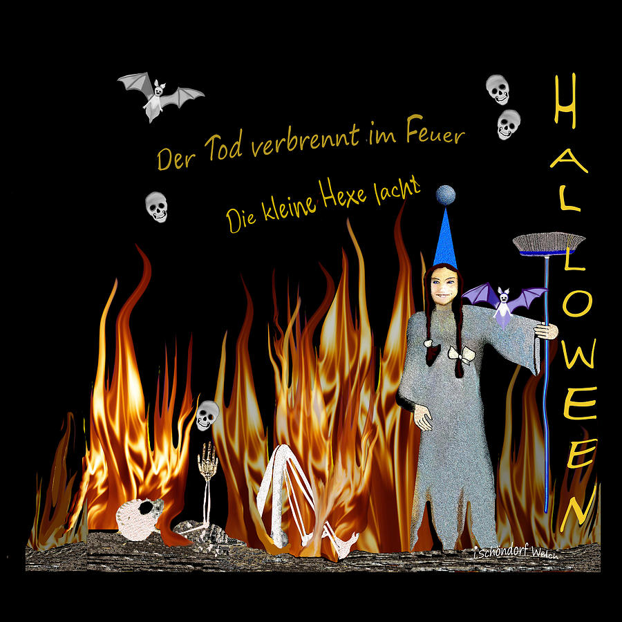 2650 Halloween death burning in the fire V Digital Art by Irmgard Schoendorf Welch