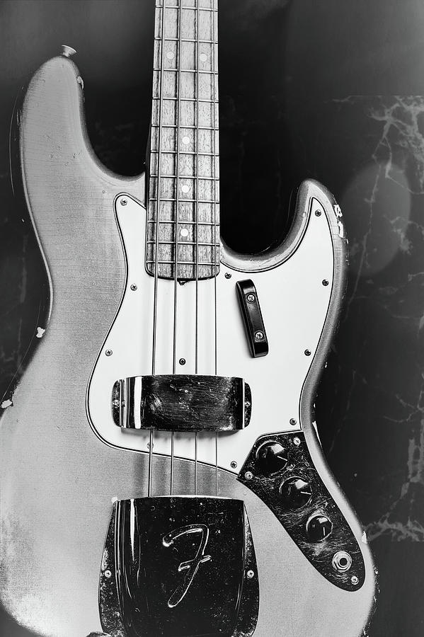 265.1834 Fender 1965 Jazz Bass Black and White #2651834 Photograph by M K Miller