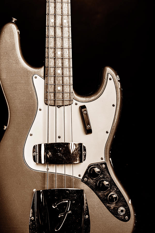 266.1834 Fender 1965 Jazz Bass Black and White #2661834 Photograph by M K Miller