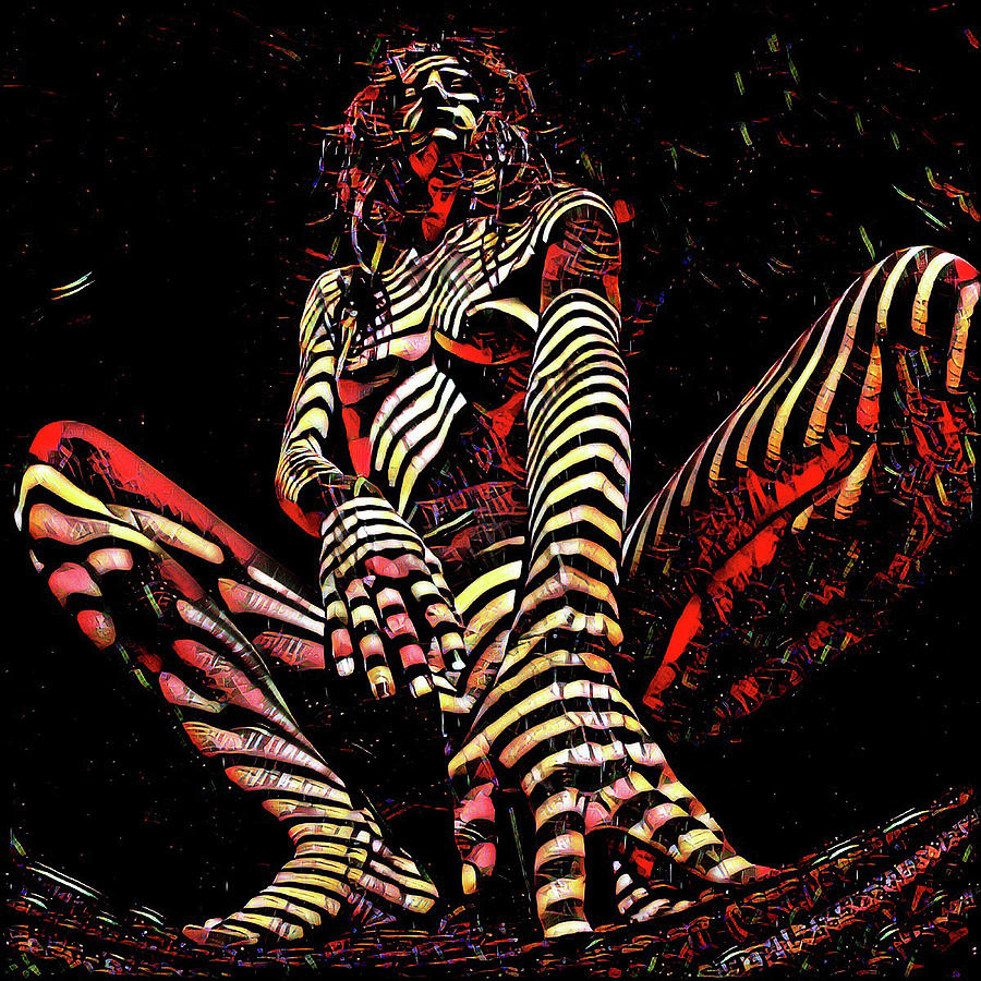 2669s-AK Squatting Nude Rendered as Abstract Painting by Chris Maher 2669s-AK Squatting Nude Rendered as Abstract Painting by Chris Maher