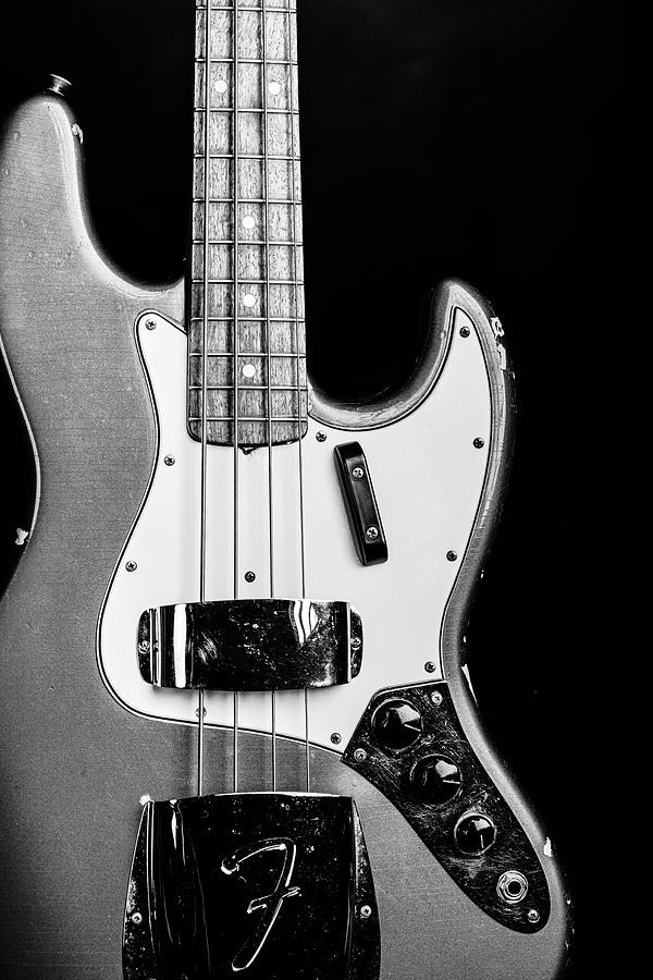 267.1834 Fender 1965 Jazz Bass Black and White #2671834 Photograph by M K Miller
