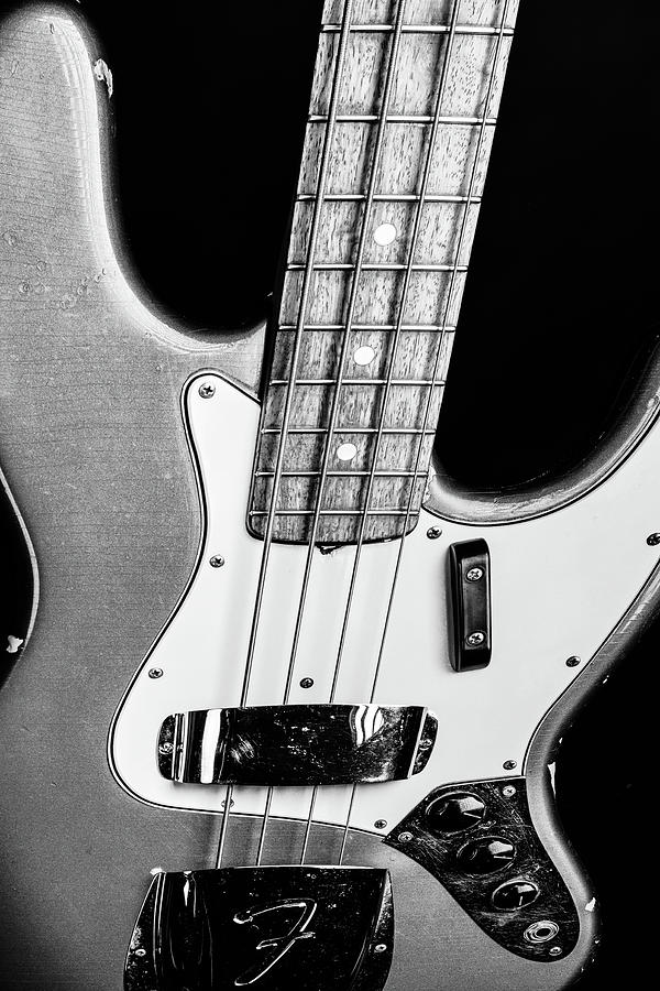 269.1834 Fender 1965 Jazz Bass Black and White #2691834 Photograph by M K Miller