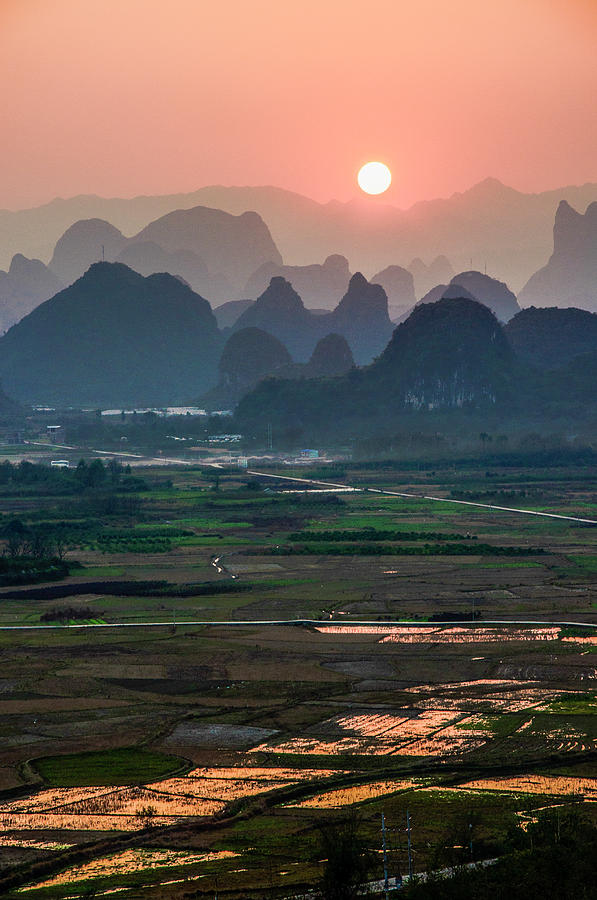 Karst mountains scenery in sunset #27 Photograph by Carl Ning