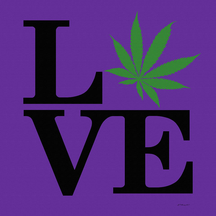 Marijuana Leaf Love Sign #27 Digital Art by Gregory Murray