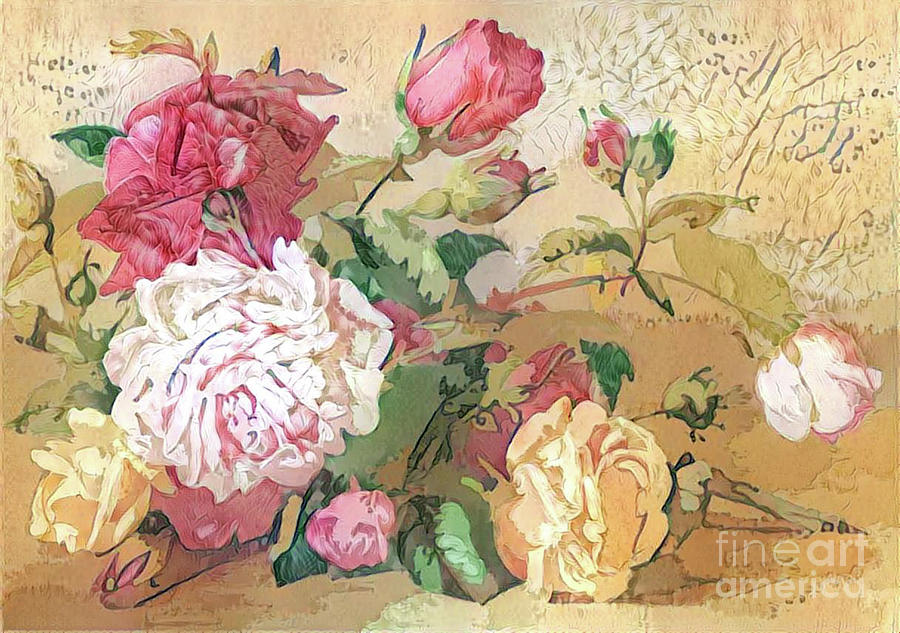 Flower Digital Art - Shabby Chic Botanical Flowers #27 by Amy Cicconi
