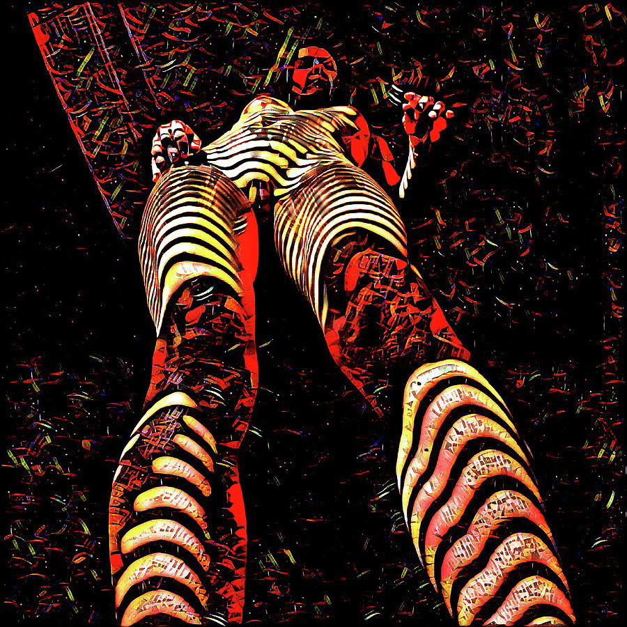2716s-RES Long Legs Nude Rendered as Abstract in Red by Chris Maher 2716s-RES Long Legs Nude Rendered as Abstract in Red by Chris Maher