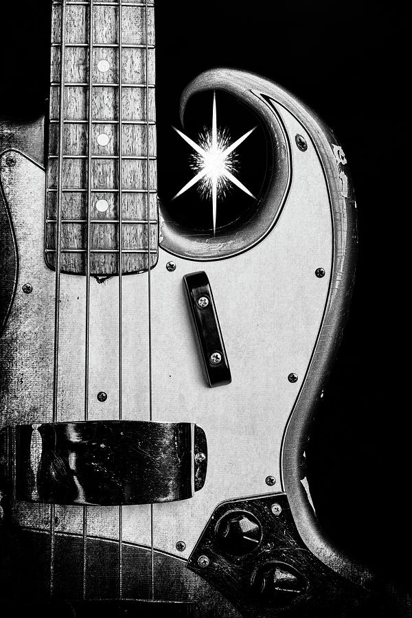 273.1834 Fender 1965 Jazz Bass Black and White #2731834 Photograph by M K Miller