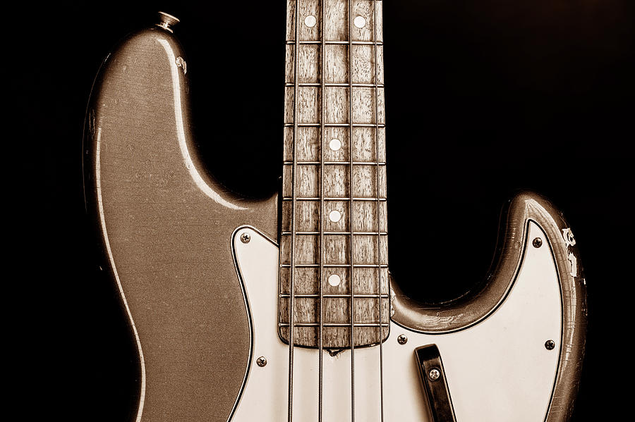 274.1834 Fender 1965 Jazz Bass Black and White #2741834 Photograph by M K Miller