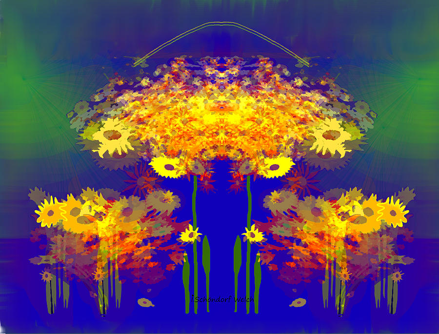 2759 Three Flower Trees 2018 Digital Art by Irmgard Schoendorf Welch