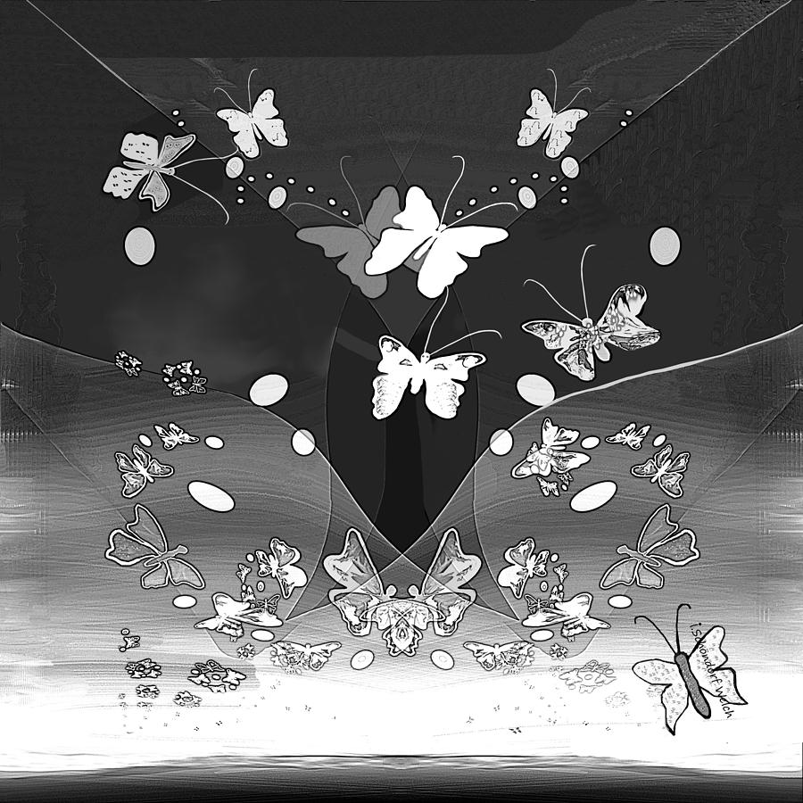 2762 Butterflies black and white 2018 Digital Art by Irmgard Schoendorf Welch