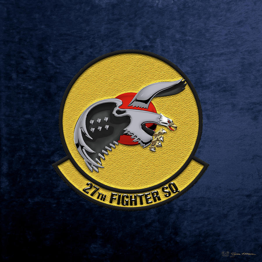 27th Fighter Squadron - 27 FS over Blue Velvet Digital Art by Serge Averbukh