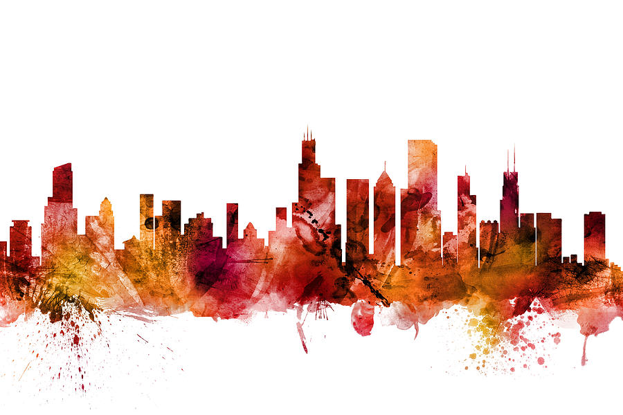 Chicago Illinois Skyline #28 Digital Art by Michael Tompsett