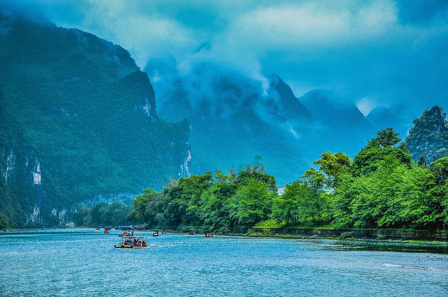 Karst mountains and Lijiang River scenery #28 Photograph by Carl Ning