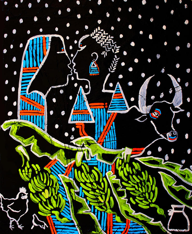 Kintu and Nambi #28 Painting by Gloria Ssali