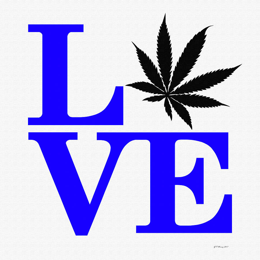 Marijuana Leaf Love Sign #28 Digital Art by Gregory Murray