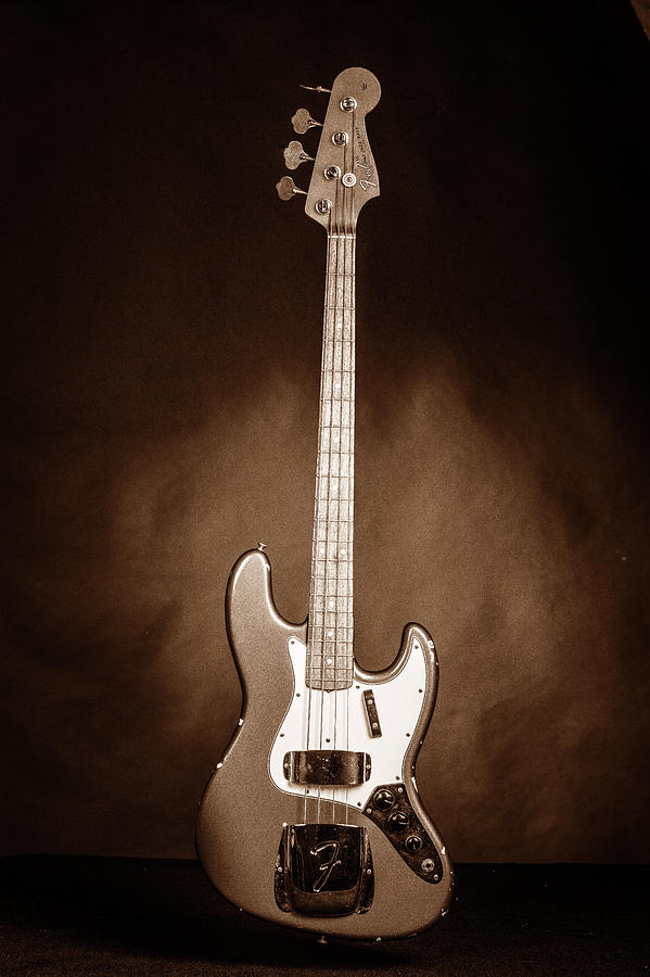 282.1834 Fender 1965 Jazz Bass Black and White #2821834 Photograph by M K Miller