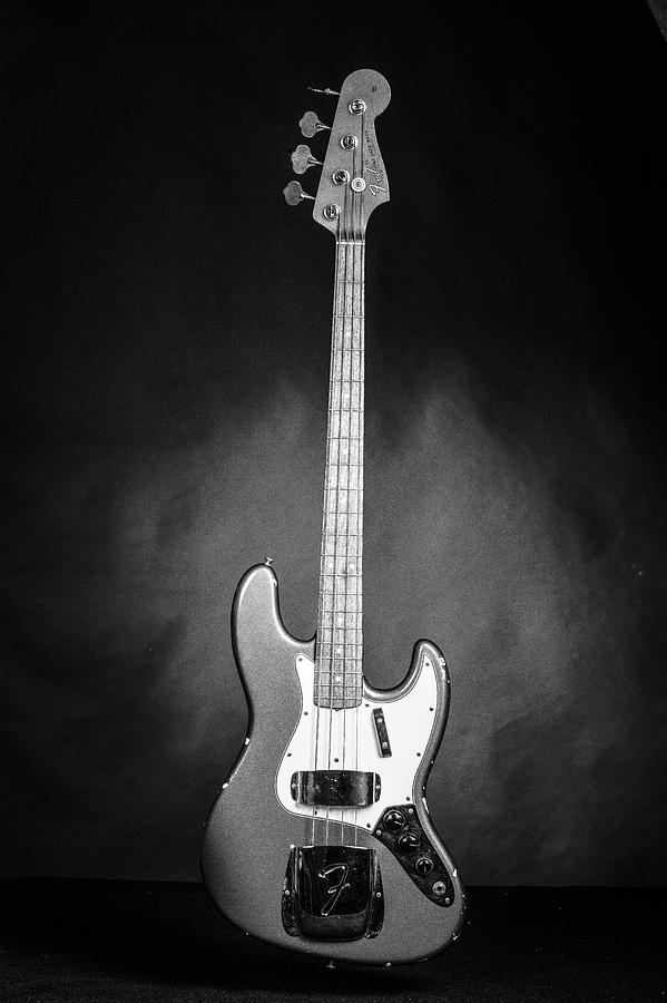 283.1834 Fender 1965 Jazz Bass Black and White #2831834 Photograph by M K Miller