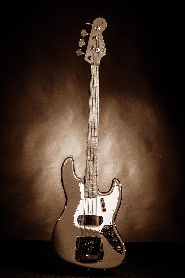 284.1834 Fender 1965 Jazz Bass Black and White #2841834 Photograph by M K Miller