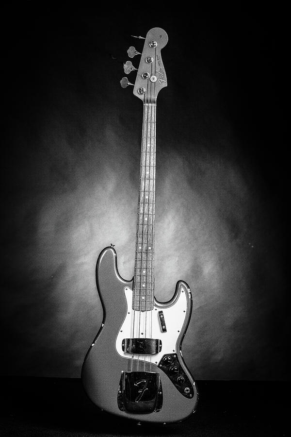 285.1834 Fender 1965 Jazz Bass Black and White #2851834 Photograph by M K Miller