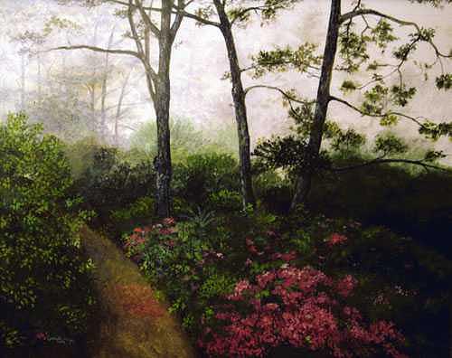 Landscapes Painting - Azaleas by Lizbeth Gage Landscapes Painting - Azaleas by Lizbeth Gage