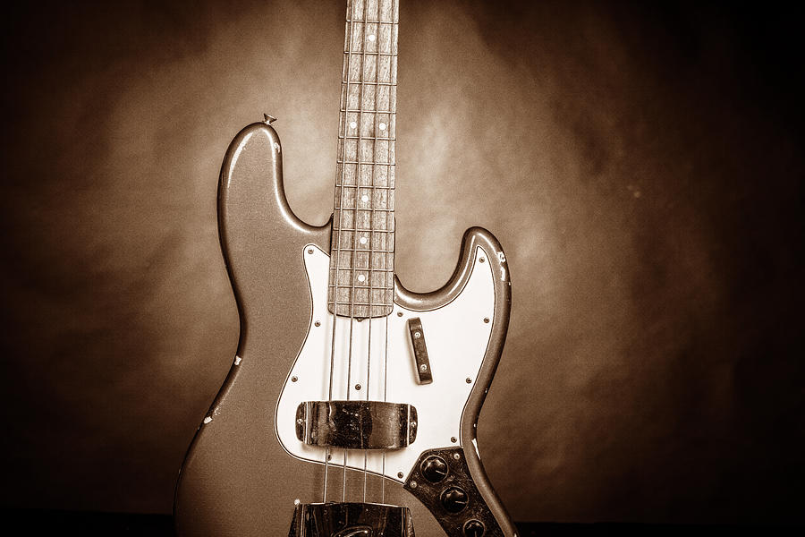 288.1834 Fender 1965 Jazz Bass Black and White #2881834 Photograph by M K Miller