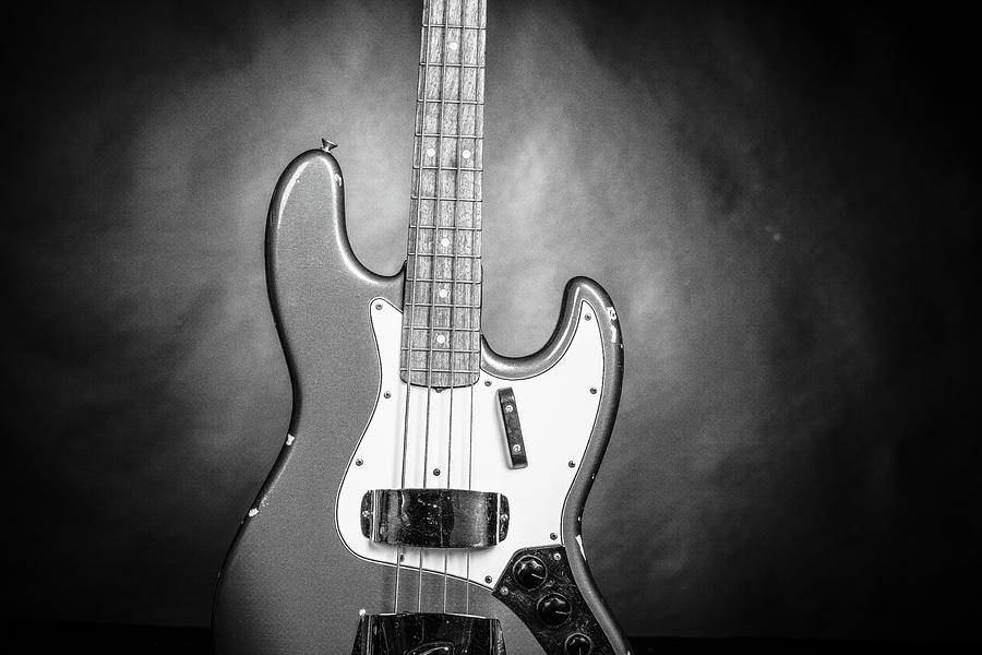 289.1834 Fender 1965 Jazz Bass Black and White #2891834 Photograph by M K Miller