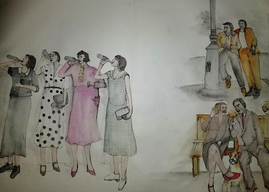 Italians  Ellis island  prohibition album #29 Painting by Debbi Saccomanno Chan