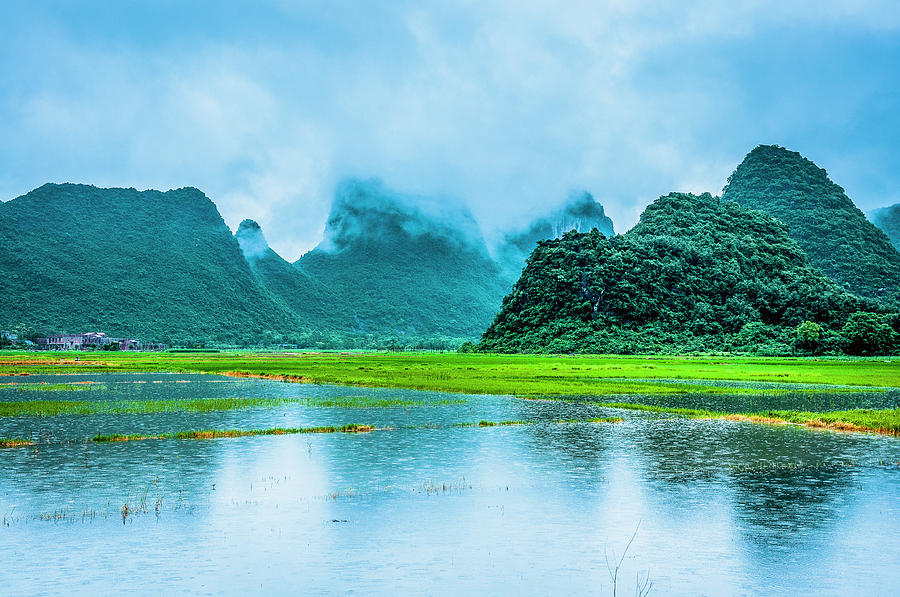 Karst rural scenery in raining Photograph by Carl Ning - Fine Art America