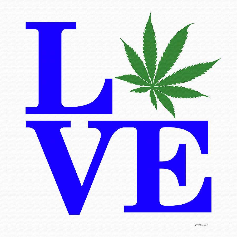 Marijuana Leaf Love Sign #29 Digital Art by Gregory Murray