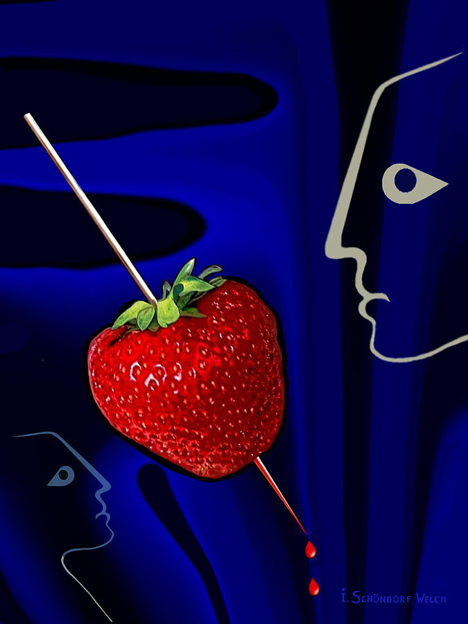 291 Who has stabbed the strawberry V Painting by Irmgard Schoendorf Welch