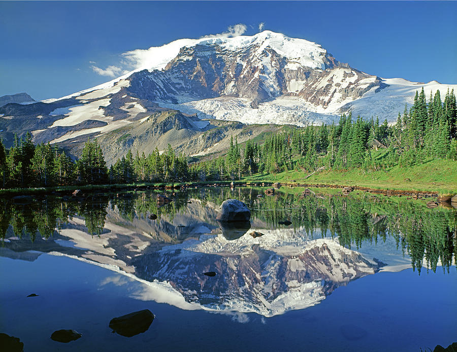 2M4859H Mt. Rainier Reflect Photograph by Ed Cooper Photography