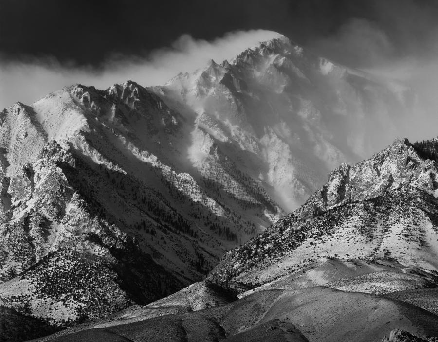 Kings Canyon National Park Photograph - 2M6470 BW Winter Winds Screaming over Mt. Bradley by Ed Cooper Photography