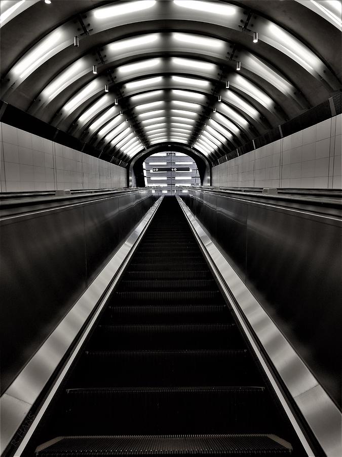 2nd Ave Subway Art Escalator B W 1 Photograph by Rob Hans