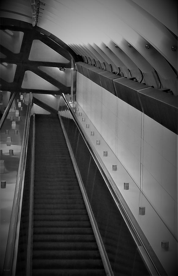 2nd Ave Subway Art Escalator B W Photograph by Rob Hans