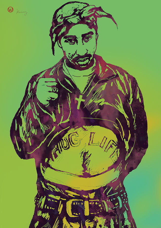 1996 Drawing - 2pac Tupac Shakur new pop art poster by Kim Wang