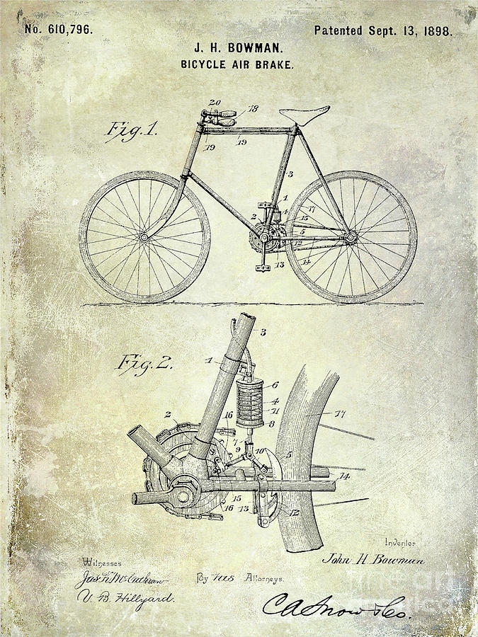 1893 Bicycle Patent #3 Digital Art by Jon Neidert