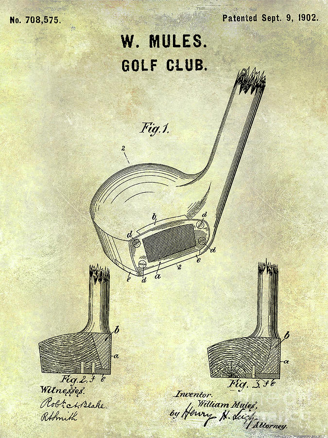 1902 Golf Club Patent #3 Photograph by Jon Neidert