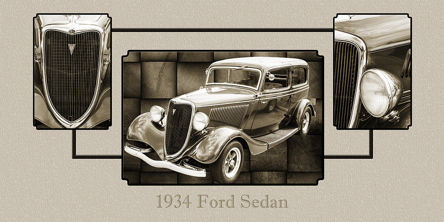 1934 Ford Sedan Antique Vintage Photograph Fine Art Print Collec #3 Photograph by M K Miller