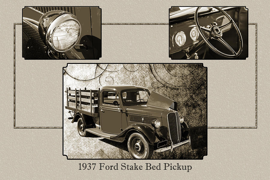 1937 Ford Stake Bed Pickup Antique Vintage Photograph Fine Art P #3 Photograph by M K Miller